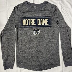Colosseum Notre Dame Gray Long Sleeve Shirt Size Small Polyester Mens